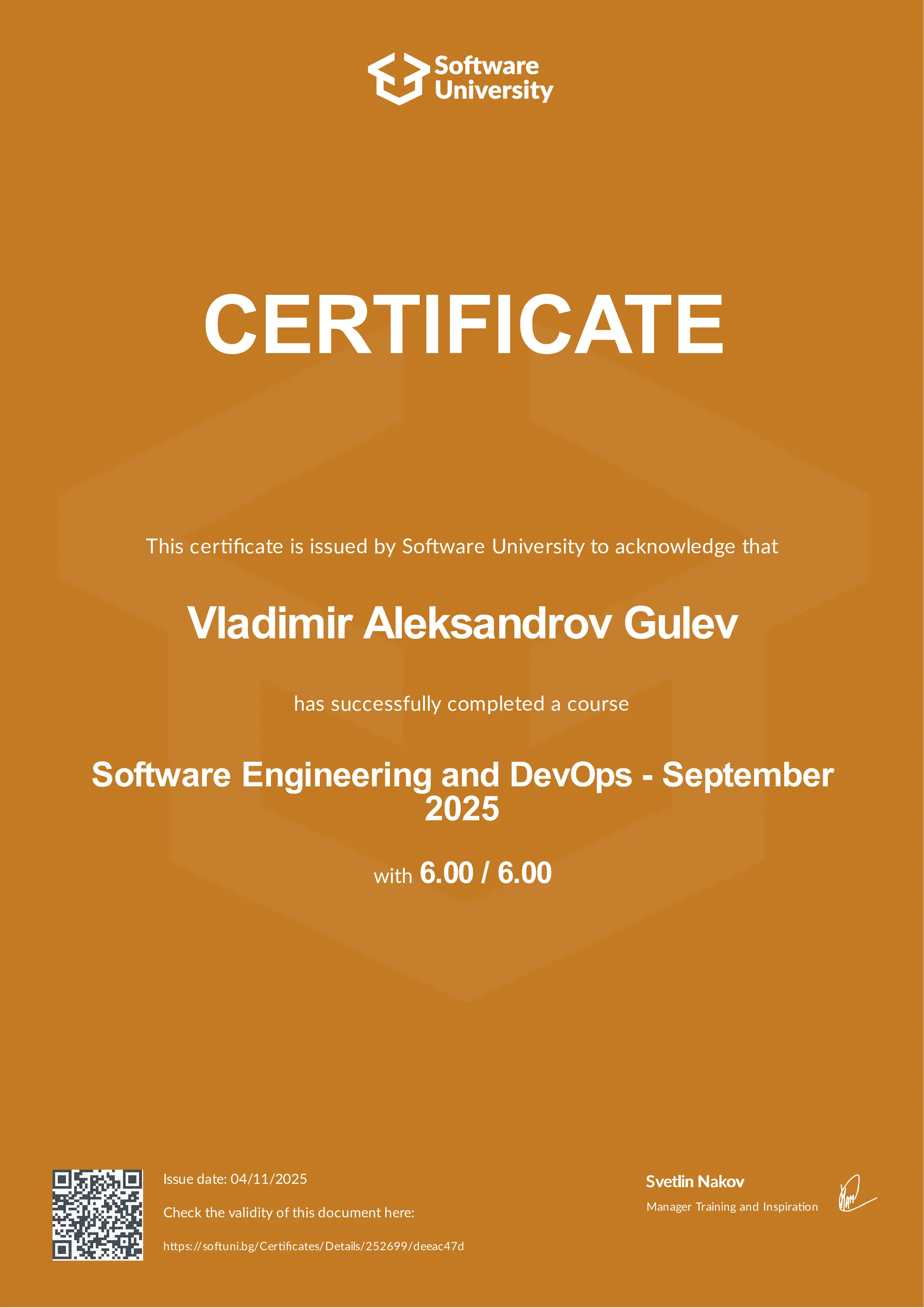 Photo of certificate 1